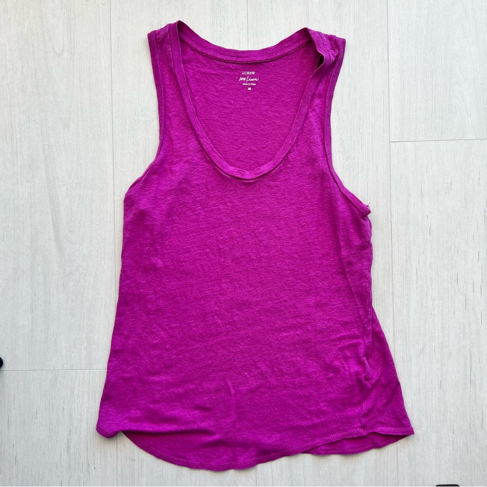 J Crew Magenta Linen tank top sz M